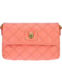 'The Single' Bag - predominant colour: coral; occasions: casual, evening, work, occasion, holiday; style: shoulder; length: across body/long; size: small; material: leather; embellishment: quilted, chain/metal; pattern: plain; finish: plain