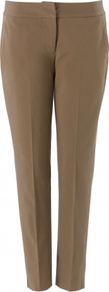 Hannah Trouser - pattern: plain; pocket detail: small back pockets; waist: mid/regular rise; predominant colour: camel; occasions: casual, work; length: ankle length; fibres: cotton - stretch; waist detail: narrow waistband; texture group: cotton feel fabrics; fit: slim leg; pattern type: fabric; style: standard
