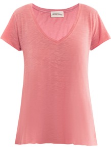 Jacksonville T Shirt - neckline: v-neck; pattern: plain; style: t-shirt; predominant colour: pink; occasions: casual, holiday; length: standard; fibres: cotton - mix; fit: loose; sleeve length: short sleeve; sleeve style: standard; pattern type: fabric; texture group: jersey - stretchy/drapey