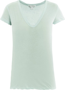 Soft Jersey V Neck T Shirt - neckline: low v-neck; sleeve style: capped; pattern: plain; style: t-shirt; predominant colour: pistachio; occasions: casual; length: standard; fibres: cotton - mix; fit: straight cut; sleeve length: short sleeve; pattern type: fabric; texture group: jersey - stretchy/drapey