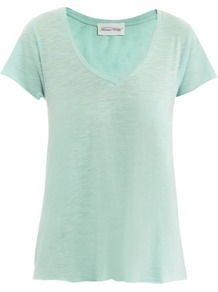 Jacksonville T Shirt - neckline: low v-neck; pattern: plain; style: t-shirt; predominant colour: pistachio; occasions: casual, work, holiday; length: standard; fibres: cotton - mix; fit: body skimming; sleeve length: short sleeve; sleeve style: standard; pattern type: fabric; pattern size: standard; texture group: jersey - stretchy/drapey