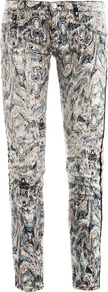 Ogden Printed Low Rise Skinny Jeans - style: skinny leg; length: standard; waist: low rise; pocket detail: traditional 5 pocket; occasions: casual, evening, holiday; fibres: cotton - stretch; predominant colour: multicoloured; texture group: denim; pattern type: fabric; pattern size: small & busy; pattern: patterned/print