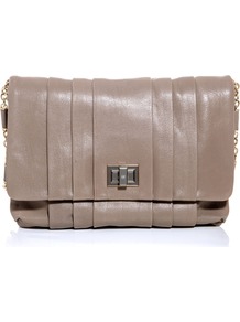 Gracie Bag - predominant colour: taupe; occasions: evening, occasion; type of pattern: standard; style: shoulder; length: shoulder (tucks under arm); size: standard; material: leather; embellishment: pleated; pattern: plain; finish: plain