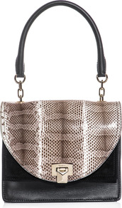 Nativa Bag - secondary colour: stone; predominant colour: black; occasions: casual, evening, work; type of pattern: standard; style: shoulder; length: handle; size: standard; material: leather; pattern: animal print; finish: plain