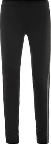 Double Leather Trim Leggings - length: standard; pattern: plain; style: leggings; waist detail: elasticated waist; waist: mid/regular rise; predominant colour: black; occasions: casual; fibres: viscose/rayon - stretch; fit: skinny/tight leg; pattern type: fabric; texture group: jersey - stretchy/drapey