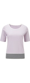 Wisteria Tipped Jersey Top - neckline: round neck; predominant colour: ivory; secondary colour: light grey; occasions: casual, work, holiday; length: standard; style: top; fibres: cotton - 100%; fit: body skimming; hip detail: contrast fabric/print detail at hip; sleeve length: short sleeve; sleeve style: standard; pattern type: fabric; pattern size: standard; pattern: colourblock; texture group: jersey - stretchy/drapey