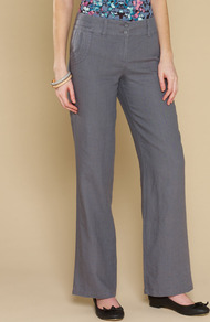 Baya Casual Short Linen Trousers - length: standard; pattern: plain; waist: mid/regular rise; predominant colour: mid grey; occasions: casual, work; fibres: linen - 100%; texture group: linen; fit: straight leg; pattern type: fabric; style: standard