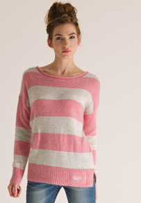 Salvador Crew Neck - neckline: round neck; pattern: horizontal stripes, striped; style: standard; predominant colour: pink; occasions: casual; length: standard; fibres: wool - mix; fit: standard fit; sleeve length: long sleeve; sleeve style: standard; texture group: knits/crochet; pattern type: knitted - other; pattern size: standard