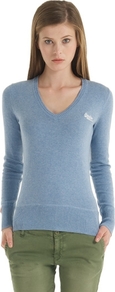 New Orange Label Vee - neckline: v-neck; pattern: plain; style: standard; predominant colour: pale blue; occasions: casual; length: standard; fibres: cotton - mix; fit: slim fit; sleeve length: long sleeve; sleeve style: standard; texture group: knits/crochet; pattern type: knitted - fine stitch