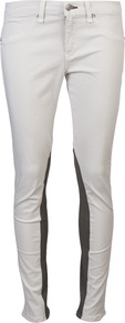 Jodphur Jean - style: skinny leg; pattern: plain; pocket detail: traditional 5 pocket; waist: mid/regular rise; predominant colour: white; secondary colour: black; occasions: casual, evening; length: ankle length; fibres: cotton - mix; texture group: denim; pattern type: fabric; pattern size: standard