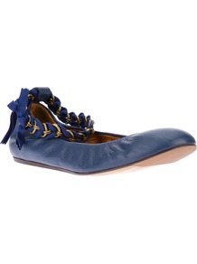 Chain Ankle Strap Ballerina - predominant colour: navy; occasions: casual, evening, holiday; material: leather; heel height: flat; ankle detail: ankle strap; toe: round toe; style: ballerinas / pumps; finish: plain; pattern: plain; embellishment: chain/metal
