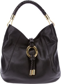 'Skorpios' Tote - predominant colour: black; occasions: casual, evening, work; type of pattern: standard; style: tote; length: handle; size: standard; material: leather; embellishment: tassels, chain/metal; pattern: plain; finish: plain