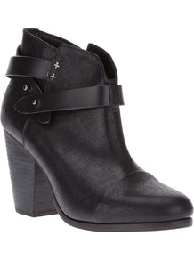 Ankle Boot With Straps - predominant colour: black; occasions: casual, evening; material: leather; heel height: high; embellishment: studs; heel: block; toe: round toe; boot length: ankle boot; style: standard; finish: plain; pattern: plain
