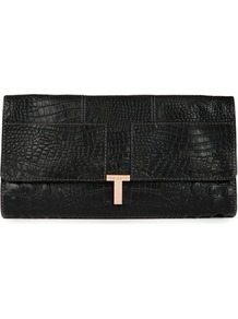 Ted Baker Taleeka Embossed Leather Clutch - predominant colour: black; occasions: evening, occasion; type of pattern: standard; style: clutch; length: hand carry; size: standard; material: leather; pattern: animal print; finish: plain