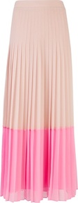 Ted Baker Petrus Colour Block Maxi Skirt - fit: body skimming; style: pleated; waist: mid/regular rise; secondary colour: pink; predominant colour: nude; occasions: casual, work, holiday; length: floor length; fibres: polyester/polyamide - 100%; hip detail: structured pleats at hip; texture group: sheer fabrics/chiffon/organza etc.; pattern type: fabric; pattern size: big & light; pattern: colourblock