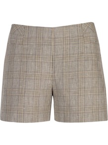 Ted Baker Nyota Mirco Check Shorts - pattern: checked/gingham; style: shorts; length: mid thigh shorts; waist: mid/regular rise; predominant colour: stone; occasions: casual, evening, work; fibres: linen - mix; texture group: linen; fit: straight leg; pattern type: fabric; pattern size: standard