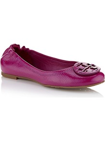 Reva Patent Flat - predominant colour: hot pink; occasions: casual, holiday; material: leather; heel height: flat; embellishment: snaffles; toe: round toe; style: ballerinas / pumps; finish: patent; pattern: plain