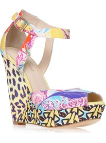 Kaiyra2 - occasions: casual, evening, occasion, holiday; predominant colour: multicoloured; material: fabric; heel height: high; ankle detail: ankle strap; heel: wedge; toe: open toe/peeptoe; style: strappy; trends: statement prints; finish: plain; pattern: patterned/print