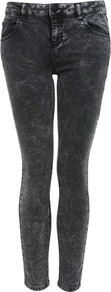 Black Snow Wash Ankle Grazer - style: skinny leg; pattern: plain; pocket detail: traditional 5 pocket; waist: mid/regular rise; predominant colour: black; occasions: casual; length: ankle length; fibres: cotton - stretch; jeans detail: washed/faded; texture group: denim; pattern type: fabric