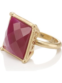 Nique Ring - predominant colour: pink; secondary colour: gold; occasions: casual, evening, occasion; style: cocktail; size: large/oversized; material: chain/metal; finish: plain; embellishment: jewels