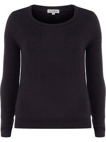 Navy Contrast Patch Jumper - pattern: plain; style: standard; predominant colour: navy; occasions: casual; length: standard; fibres: acrylic - mix; fit: standard fit; neckline: crew; sleeve length: long sleeve; sleeve style: standard; texture group: knits/crochet