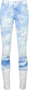Verdugo Ultra Skinny Jean - style: skinny leg; pocket detail: traditional 5 pocket; waist: mid/regular rise; secondary colour: white; predominant colour: pale blue; occasions: casual, evening; length: ankle length; fibres: cotton - stretch; texture group: denim; trends: statement prints; pattern type: fabric; pattern size: standard; pattern: patterned/print
