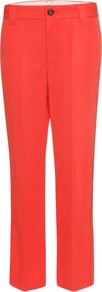 Tailored Trousers - pattern: plain; waist: mid/regular rise; predominant colour: true red; occasions: casual, evening, work; length: ankle length; fibres: polyester/polyamide - 100%; fit: straight leg; pattern type: fabric; texture group: woven light midweight; style: standard