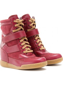 Kisha Hidden Wedge Sneakers - predominant colour: terracotta; occasions: casual; material: suede; heel height: mid; heel: wedge; toe: round toe; boot length: ankle boot; style: high top; finish: plain; pattern: plain