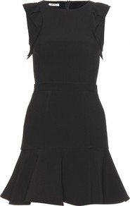 Crepe Dress With Structured Skirt - style: shift; length: mid thigh; pattern: plain; sleeve style: sleeveless; shoulder detail: tiers/frills/ruffles; hip detail: fitted at hip; predominant colour: black; occasions: evening, occasion; fit: fitted at waist & bust; neckline: crew; sleeve length: sleeveless; texture group: crepes; trends: glamorous day shifts; pattern type: fabric; fibres: viscose/rayon - mix