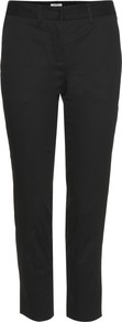 Capri Trousers - pattern: plain; style: capri; waist: mid/regular rise; predominant colour: black; occasions: casual, work; length: calf length; fibres: cotton - stretch; texture group: cotton feel fabrics; fit: slim leg; pattern type: fabric