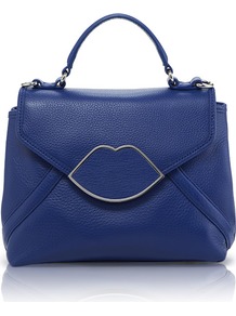 Cobalt Leather Small Audrey - predominant colour: royal blue; occasions: casual, evening, work, occasion; type of pattern: small; style: structured bag; length: handle; size: small; material: leather; embellishment: applique, chain/metal; pattern: plain; finish: plain