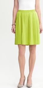Accordion Pleat Skirt - pattern: plain; fit: body skimming; style: pleated; waist detail: elasticated waist; waist: mid/regular rise; predominant colour: lime; occasions: casual; length: just above the knee; fibres: polyester/polyamide - 100%; hip detail: soft pleats at hip/draping at hip/flared at hip; trends: fluorescent; pattern type: fabric; texture group: other - light to midweight