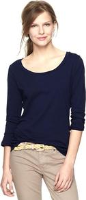 Essential Long Sleeve Crew T - pattern: plain; style: t-shirt; predominant colour: navy; occasions: casual, work; length: standard; neckline: scoop; fibres: cotton - 100%; fit: body skimming; sleeve length: long sleeve; sleeve style: standard; pattern type: fabric; texture group: jersey - stretchy/drapey