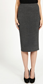 Slim Midi Pencil Skirt - length: below the knee; pattern: plain; style: pencil; fit: tailored/fitted; waist: mid/regular rise; predominant colour: charcoal; occasions: evening, work; fibres: cotton - mix; pattern type: fabric; texture group: jersey - stretchy/drapey