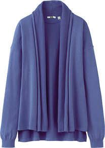 Women Uv Cut Stole Cardigan 73 Purple - neckline: shawl; style: open front; predominant colour: lilac; occasions: casual, work; length: standard; fibres: cotton - 100%; fit: loose; back detail: longer hem at back than at front; sleeve length: long sleeve; sleeve style: standard; texture group: knits/crochet; pattern type: knitted - fine stitch