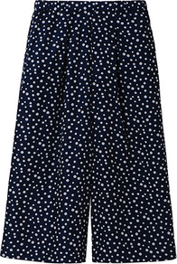 Women Easy Prints Skirt Trousers 67 Blue - length: below the knee; style: culotte; fit: loose/voluminous; waist detail: elasticated waist, fitted waist, twist front waist detail/nipped in at waist on one side/soft pleats/draping/ruching/gathering waist detail, narrow waistband; hip detail: side pockets at hip, sculpting darts/pleats/seams at hip; pattern: polka dot, patterned/print; waist: mid/regular rise; predominant colour: navy; occasions: casual, work, holiday; fibres: polyester/polyamide - mix; trends: volume; pattern type: fabric; pattern size: small & busy; texture group: jersey - stretchy/drapey