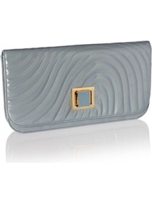 Designer Light Blue Patent Wave Clutch Bag - predominant colour: charcoal; occasions: evening; style: clutch; length: hand carry; size: small; material: faux leather; embellishment: quilted; pattern: plain; finish: patent