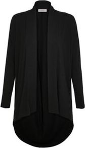 Jersey Longline Cardigan - sleeve style: dolman/batwing; pattern: plain; neckline: shawl; length: below the bottom; style: open front; predominant colour: black; occasions: casual; fibres: viscose/rayon - stretch; fit: loose; back detail: longer hem at back than at front; sleeve length: long sleeve; pattern type: fabric; texture group: jersey - stretchy/drapey