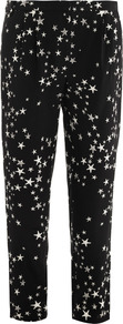 Star Print Silk Trousers - pocket detail: large back pockets, small back pockets, pockets at the sides; waist: mid/regular rise; secondary colour: white; predominant colour: black; occasions: casual, evening, work, holiday; length: ankle length; fibres: silk - 100%; hip detail: front pleats at hip level; waist detail: narrow waistband; texture group: silky - light; trends: statement prints; fit: slim leg; pattern type: fabric; pattern size: small & busy; pattern: patterned/print; style: standard