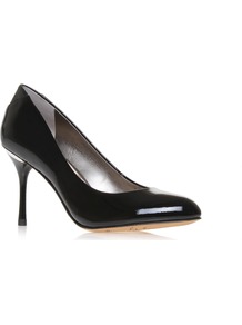 Camdyn - predominant colour: black; occasions: evening, work, occasion; material: leather; heel height: high; heel: stiletto; toe: round toe; style: courts; finish: patent; pattern: plain