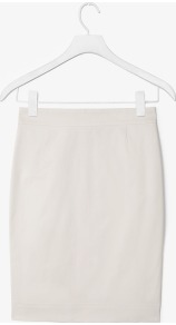 Contrast Panel Skirt - pattern: plain, patterned/print, colourblock; style: pencil; fit: tailored/fitted; waist detail: fitted waist, wide waistband/cummerbund; waist: high rise; hip detail: fitted at hip; predominant colour: ivory; occasions: casual, evening, work, occasion; length: just above the knee; fibres: cotton - stretch; pattern type: fabric; pattern size: standard; texture group: other - stretchy