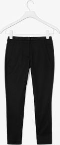 Curved Seam Trousers - length: standard; pattern: plain; waist detail: fitted waist, narrow waistband; pocket detail: small back pockets, pockets at the sides; waist: mid/regular rise; predominant colour: black; occasions: casual, evening, work; fibres: cotton - stretch; hip detail: added detail/embellishment at hip, front pleats at hip level, fitted at hip (bottoms); fit: slim leg; pattern type: fabric; pattern size: standard; texture group: other - stretchy; style: standard