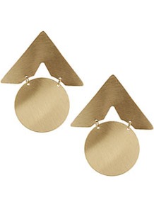 Mega Circle Arrow Earrings - predominant colour: gold; occasions: casual, evening, work, occasion, holiday; style: drop; length: mid; size: standard; material: chain/metal; fastening: pierced; trends: metallics; finish: metallic