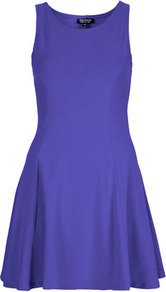 Clean Seam Flippy Tunic - style: tunic; length: mid thigh; neckline: round neck; pattern: plain; sleeve style: sleeveless; waist detail: fitted waist; predominant colour: indigo; occasions: casual, evening, occasion; fit: soft a-line; fibres: cotton - stretch; hip detail: structured pleats at hip, soft pleats at hip/draping at hip/flared at hip; sleeve length: sleeveless; texture group: jersey - clingy; pattern type: fabric; pattern size: standard