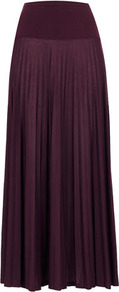 Tall Pleat Maxi Skirt - pattern: plain; fit: loose/voluminous; waist detail: wide waistband/cummerbund; waist: high rise; predominant colour: purple; occasions: casual, evening, occasion, holiday; length: floor length; style: maxi skirt; fibres: polyester/polyamide - 100%; hip detail: structured pleats at hip, soft pleats at hip/draping at hip/flared at hip; texture group: sheer fabrics/chiffon/organza etc.; pattern type: fabric; pattern size: standard