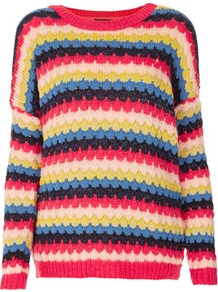 Tall Bobble Stripe Jumper - neckline: round neck; pattern: horizontal stripes, patterned/print; length: below the bottom; style: standard; hip detail: fitted at hip, contrast fabric/print detail at hip; occasions: casual; fibres: cotton - mix; fit: loose; predominant colour: multicoloured; sleeve length: long sleeve; sleeve style: standard; texture group: knits/crochet; trends: striking stripes; pattern type: fabric; pattern size: standard