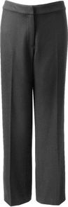Women's Flannel Trouser, Charcoal - length: standard; pattern: plain; waist: mid/regular rise; predominant colour: charcoal; occasions: evening, work; fibres: polyester/polyamide - stretch; fit: straight leg; pattern type: fabric; texture group: woven light midweight; style: standard