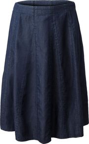 Women's Flared Panelled Denim Skirt, Denim - length: below the knee; pattern: plain; fit: loose/voluminous; waist: mid/regular rise; predominant colour: navy; occasions: casual, work; style: a-line; fibres: cotton - 100%; texture group: denim; pattern type: fabric