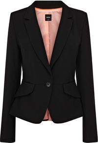 Women's Celeste Jacket, Black - pattern: plain; style: single breasted blazer; collar: standard lapel/rever collar; predominant colour: black; occasions: casual, evening, work, occasion; length: standard; fit: tailored/fitted; fibres: polyester/polyamide - 100%; waist detail: fitted waist; sleeve length: long sleeve; sleeve style: standard; collar break: medium; pattern type: fabric; texture group: woven light midweight