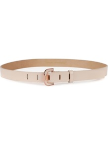 Ganley Patent Waist Belt, Natural - predominant colour: ivory; occasions: casual, work; type of pattern: standard; style: classic; size: skinny; worn on: waist; material: leather; pattern: plain; finish: patent